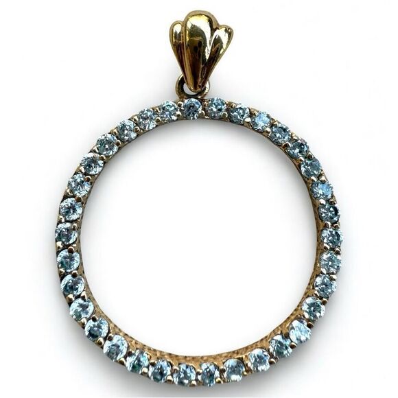 STUNNING LARGE GOLDTONE CRYSTAL CIRCLE PENDANT ✨ - Picture 14 of 17